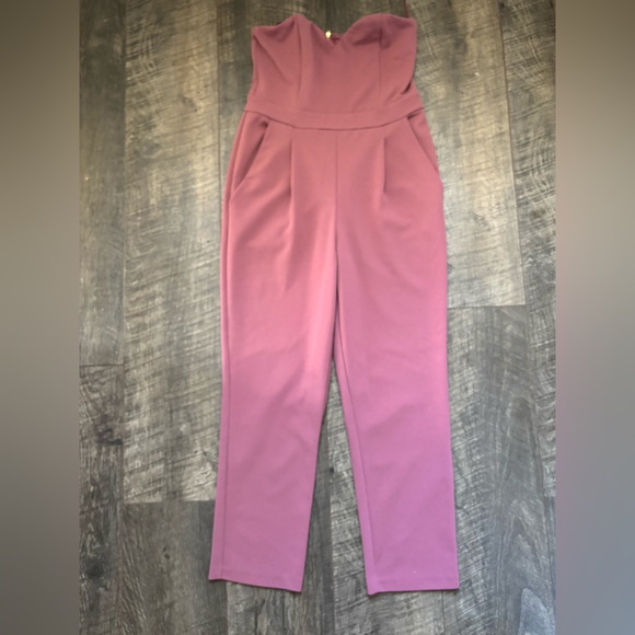 Express Mauve Strapless Jumpsuit - Picture 2 of 6